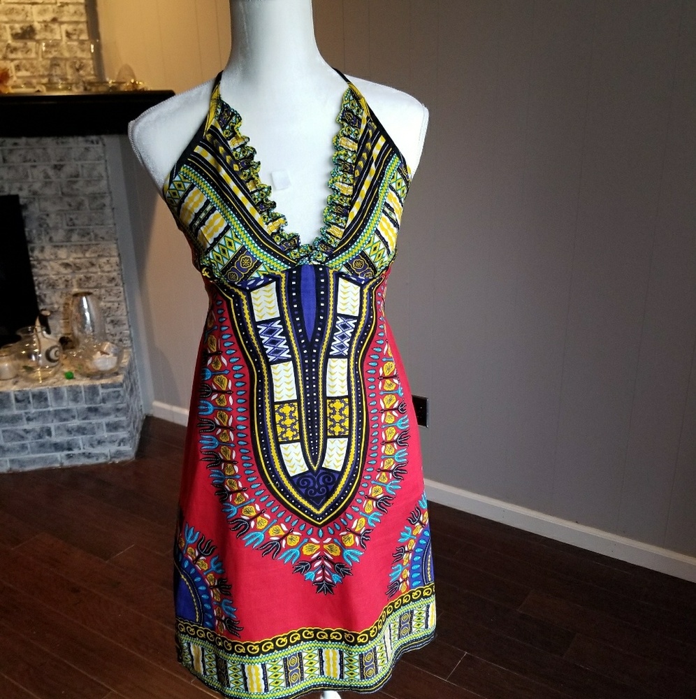 Beautiful multicolored halter dress - Picture 1 of 7